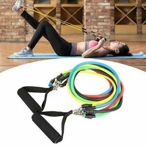 11PCS Latex Yoga Strap Resistance Bands Exercise Home Gym Tube Fitness Elastic