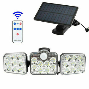 3 Head Solar Motion Sensor Light Outdoor Garden Wall Security Flood Lamp 138 LED