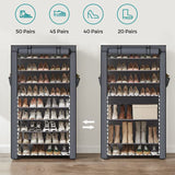 10 Tier Shoe Rack Portable Storage Cabinet Organiser Wardrobe Black Cover