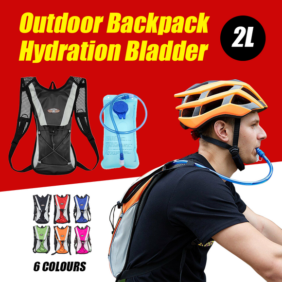 Hiking Camping Cycling Running Hydration Pack Backpack Bag + 2L Water Bladder