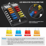 12 Way Blade Fuse Auto Block Box Holder Indicator 12V ATC ATO Circuit Car Boat