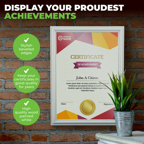 A4 Document/Certificate Frame Matte White Horizontal Vertical Stylish