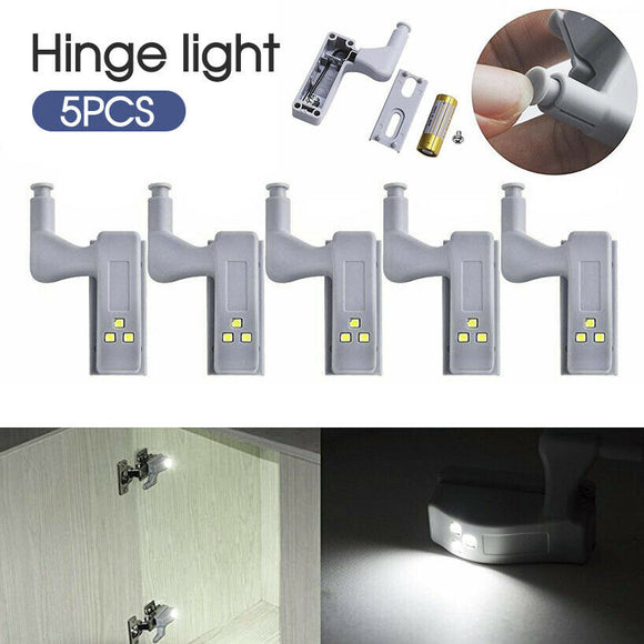 5Pcs LED Cabinet Cupboard Closet Wardrobe Hinge Sensor Kitchen Night Light