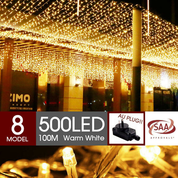 500LED 100M Fairy String Lights Warm White Christmas Tree Xmas Party Wedding