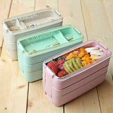 Bento 3-Layer Box Students Lunch Box Eco-Friendly Leakproof 900ml Food Container