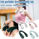 Rechargeable USB Neck Fan Neckband Leafless Cooling Cooler Dual Effect Portable