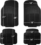 4 Pcs Universal Car Carpet Floor Mats Front Rear Rubber Black Textile Anti Slip