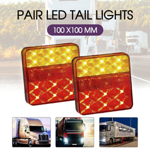 PAIR 12V LED TRAILER LIGHTS LIGHT SQUARE TAIL STOP INDICATOR TRUCK LAMP KIT