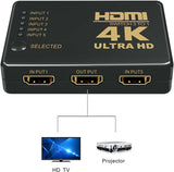 4K 1080P 5 Port HDMI HDTV Auto Switch Switcher Selector Splitter Hub iR Remote