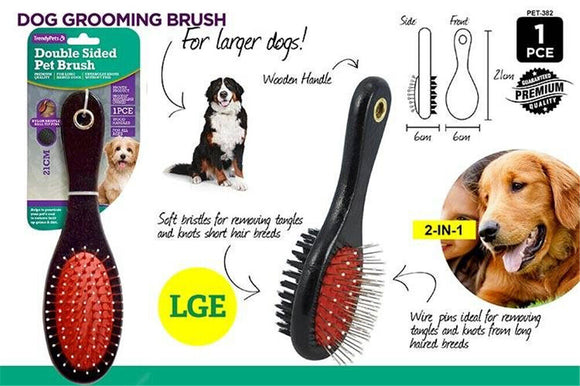 Pet Grooming Wooden Brush Double Side Dog Cat Hair Fur Shedding Removal Tool AU