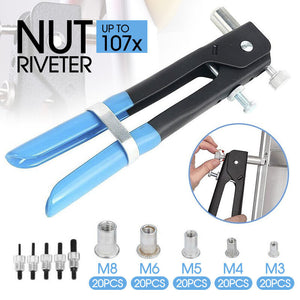 107x Riveter Nut Nutsert Tool Rivnut Gun Wrench Nuts Riveting Kit Mandrels M3-M8