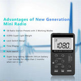 FM/AM Mini Radio Pocket Receiver Portable Digital LCD Stereo Earphone Set USB