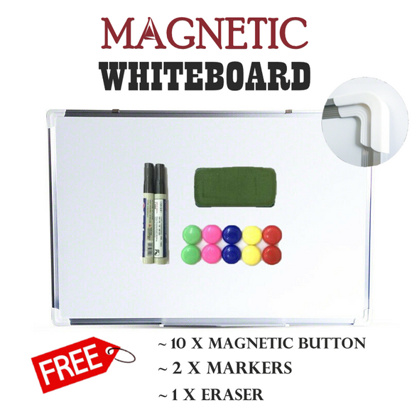 Magnetic Office Board Portable Whiteboard 90X60CM Marker Eraser & Magnet Buttons