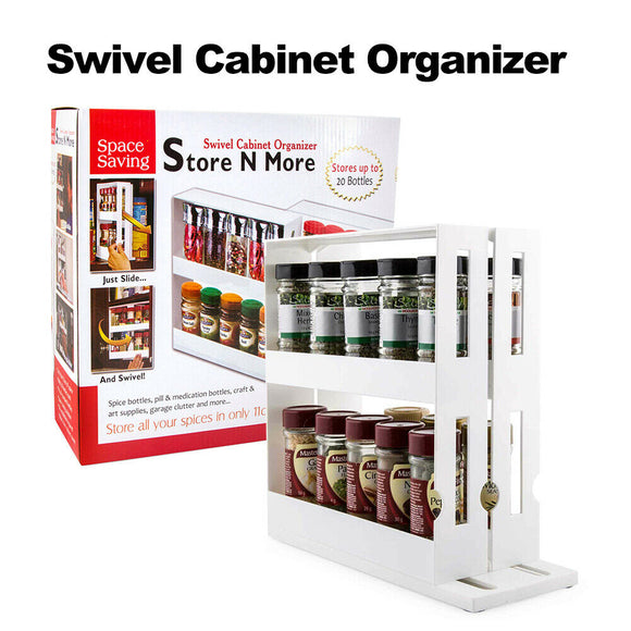 Slide Out Cabinet Kitchen Storage Cupboard Spice Rack Holder Swivel Organizer