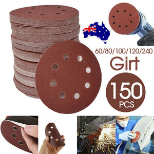 150pcs 125mm 5" Sanding Discs 60 80 100 120 240 Mixed Grit Orbital Sander Pads