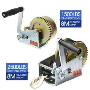 Hand Winch 1500lbs/2500LBS 2-Gears 8m Synthetic Cable Boat Trailer 4WD Winch