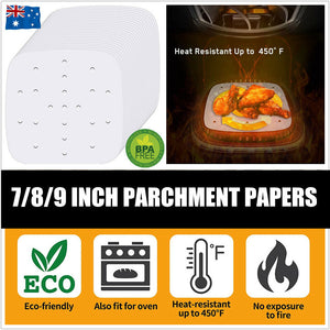 100pcs Air Fryer Liner 7/8/9" Perforated Parchment Paper Non-stick Steaming