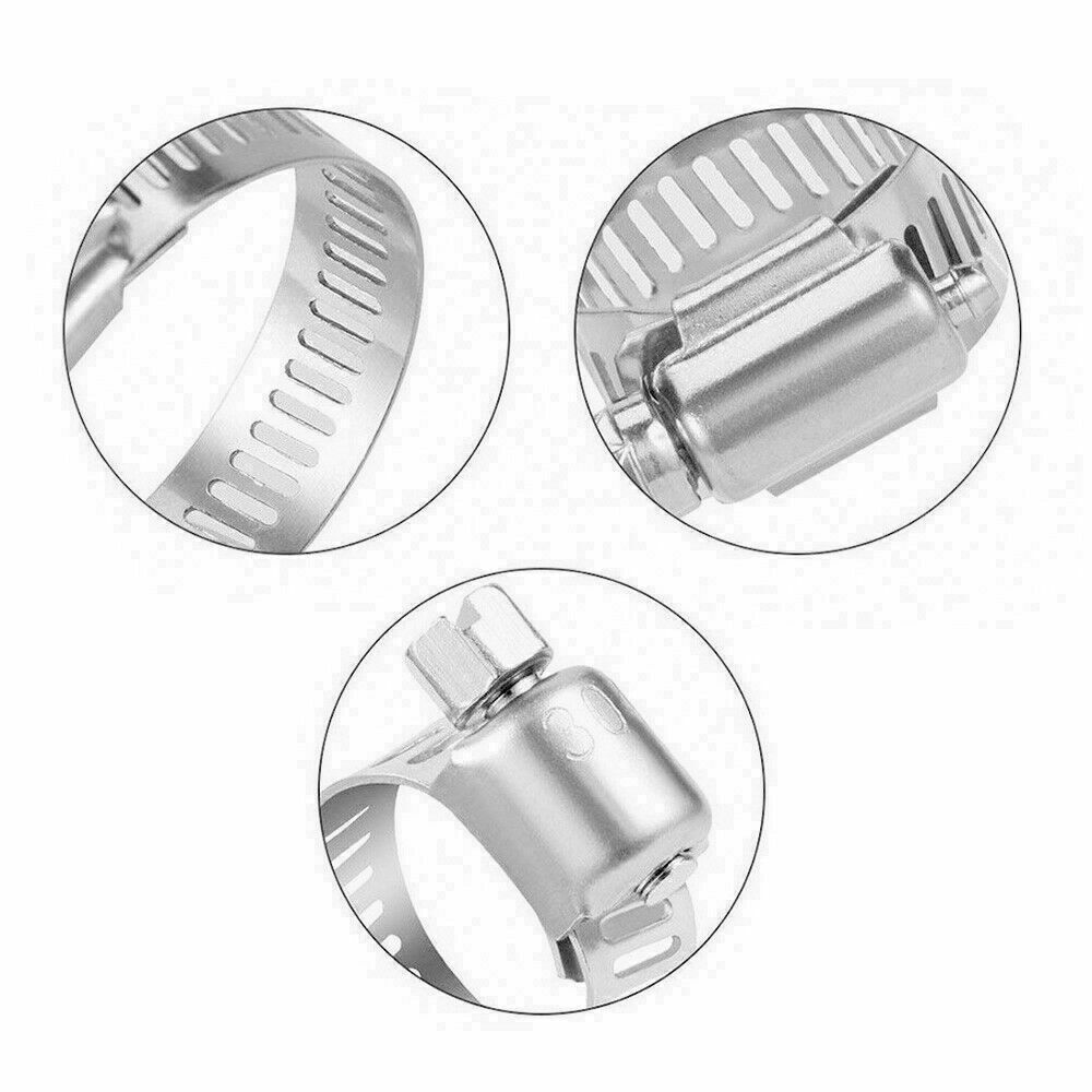Uxcell 8 Pcs Hose Clamps, 3.3-4.25 Inch 304 Stainless Steel Adjustable Worm Gear Hose Clamp For Plumbing Automotive Hose Fuel Line Pipe Clamps, Silver - View #6