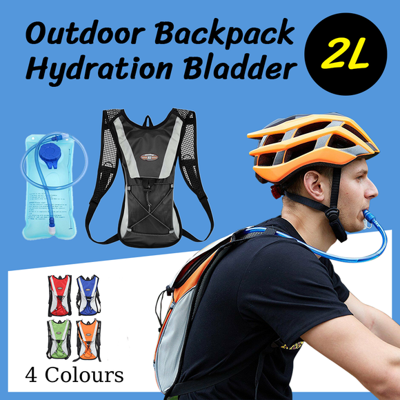 Hydration Pack + 2L Water Bag Hiking Camping Bicycle Backpack Bladder Cycling