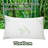 Luxury Memory Foam Bamboo Pillow Fabric Fibre Cover Bed Natural 70 x 40cm