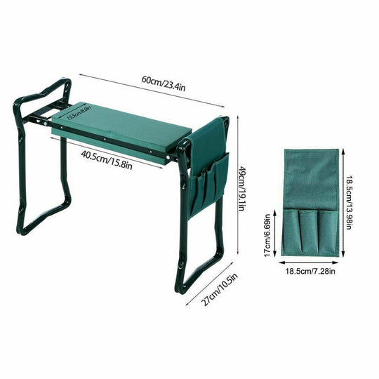 2 in1 GARDEN KNEELER PADDED PAD SEAT STOOL GARDENING WORK 6 TOOLS + 2 ...