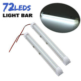 2 X72 LED Strip Lights Bars 12V Car Interior Lamp for Van Caravan Boat Camping