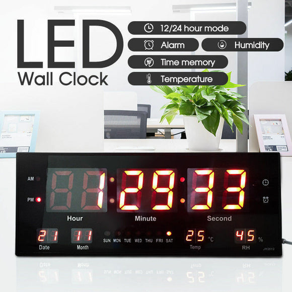 Digital Large Big Jumbo LED Wall Desk Alarm Clock With Calendar Temperature 36cm