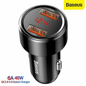 Baseus 6A 45W Fast USB Car Charger For Samsung S20 S10 Note20 10 iPhone X 11 12