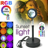 16Colors Rainbow Sunset Projection Lamp LED Modern Romantic Remote Control Light