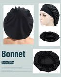 Women Sleeping Bonnet Hair Wrap Soft Silky Satin Cap Elastic Night Hat Headwear