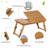 Foldable Bamboo Laptop Table Cooling Holder Desk Multi-Function Stand Adjustment
