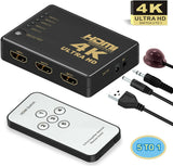 4K 1080P 5 Port HDMI HDTV Auto Switch Switcher Selector Splitter Hub iR Remote