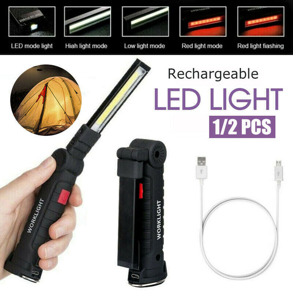 Rechargeable COB LED Hand Torch Flashlight Work Light Cordless Magnetic