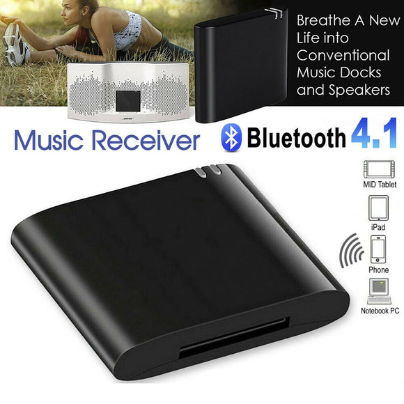 Bluetooth 4.1 Music Audio Adapter Receiver 30 Pin Dock Speaker for iPod iPhone