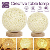 15/20cm Wooden Rattan LED Table Desk Bedside Night Light Lamp Home Room Decor