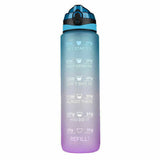 1L Water Bottle Motivational Drink Flask With Time Markings BPA Free Sport Gym