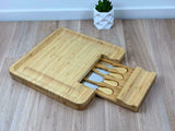 Bamboo Cheese Board & Knife Wooden Serving Cutting Chopping Boards & Knives