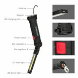 Rechargeable COB LED Hand Torch Flashlight Work Light Cordless Magnetic