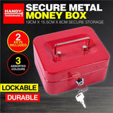 Medium Lockable Cash Box Deposit Slot Petty Cash Money Box Safe 2 Keys Portable