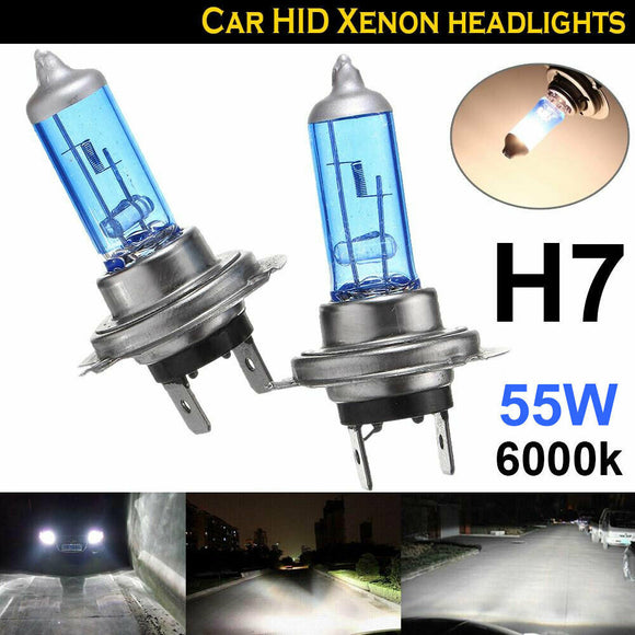 1 Pair 12V H7 55W Xenon Light White 6000k Halogen Car Head Lamp Globes Bulbs