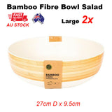 2x Eco-Friendly Bamboo Bowl Picnic Breakfast Dessert Bowl Large Wood Design