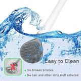 Silicone Bristle Toilet Brush Long-Handled Wall-Mounted Holder Bathroom Cleaning
