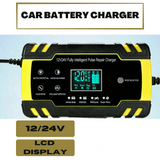 Car Battery Charger 12V/24V LCD Smart Battery Repair Boat Caravan Truck