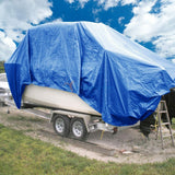 Blue Tarpaulin Tarp Canvas Waterprood Camping Poly Tarps Cover Sheet Truck UV PE