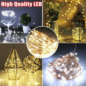 50 LED Battery Powered String Fairy Lights Copper Wire Waterproof Decor