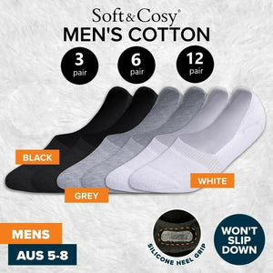 3/6/12 Pairs No Show Socks Men Black Grey White With Silicone Heel Grip