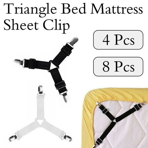 4/8x Clips Triangle Bed Sheet Mattress Holder Fastener Grippers Suspender Straps