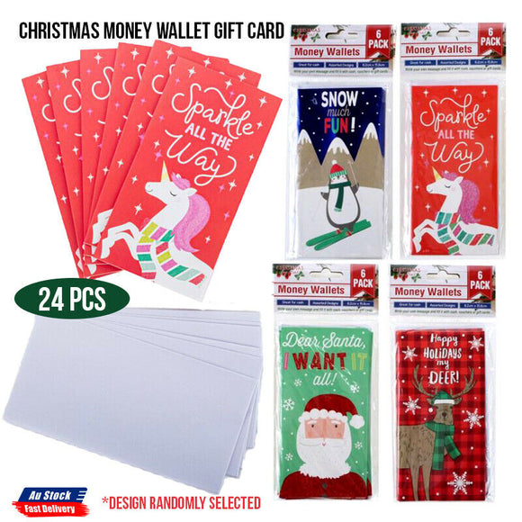 24Pcs Gift Card Money Wallet Christmas Holder Pocket Gift 8.2cm x 15.8cm