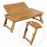 Foldable Bamboo Laptop Table Cooling Holder Desk Multi-Function Stand Adjustment