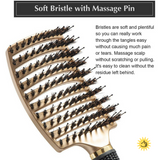 Nylon Bristle Detangling Boar Hair Brush Head Scalp Massage Vented Comb